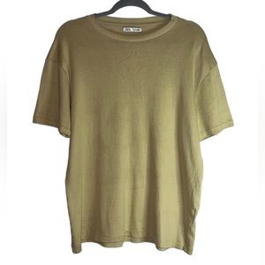 ZARA Mens Tan Short Sleeve Shirt, 100% Cotton, Size Large